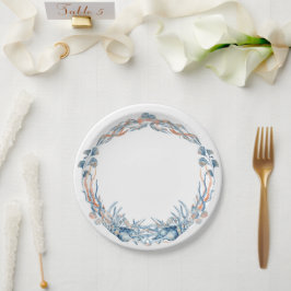Plato De Papel Boda náutico Seashell Wreath
