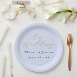Plato De Papel Boda Opulenta Azul
