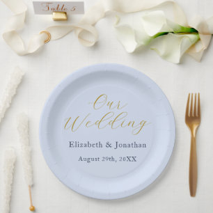 Plato De Papel Boda Opulenta Azul