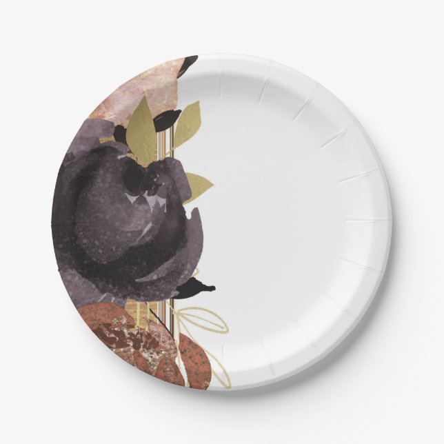 Plato De Papel Boda otoño Flores de vidrio audaces Flores florale (Anverso)