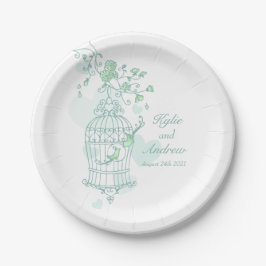 Plato De Papel Boda pájaros pájaros pájaros personalizado verde p