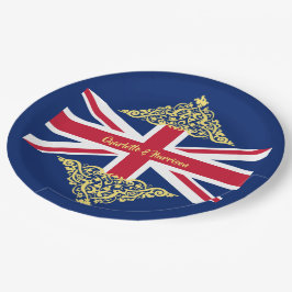 Plato De Papel Boda patriótico de bandera británica Jack Flag Pl