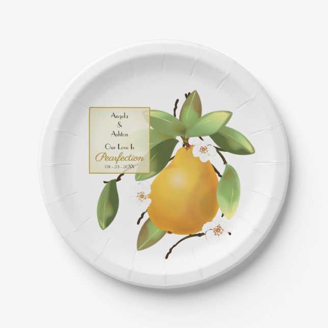 Plato De Papel Boda Pear Fruit (Anverso)