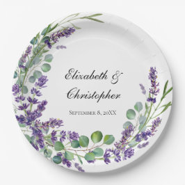 Plato De Papel Boda personalizada Boho Lavanda Eucalipto