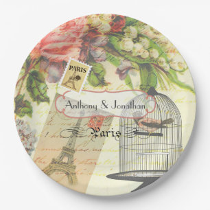 Plato De Papel Boda personalizada con tema vintage shabby-chic de