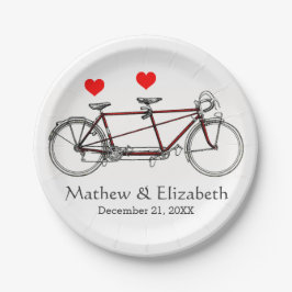 Plato De Papel Boda personalizada de la bicicleta de tándem tradi