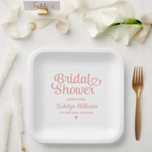 Plato De Papel Boda personalizada de oro rosa Bridal Shower