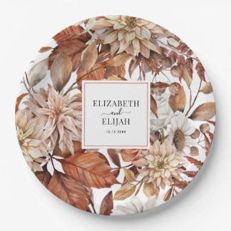 Plato De Papel Boda personalizada de otoño en Terracota
