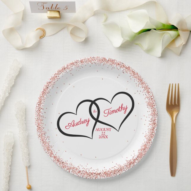 Plato De Papel Boda Personalizada Dos Corazones Un Amor (Boda)