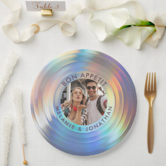 Plato De Papel Boda personalizada moderna de diversión holográfic