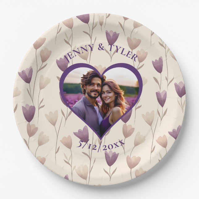 Plato De Papel Boda Personalizada | Plantilla de Foto (Anverso)