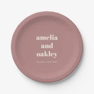 Plato De Papel Boda personalizada Retro Retro Dusty Minimalista n