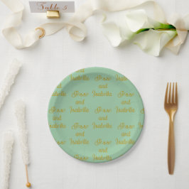 Plato De Papel Boda Personalizada Verde