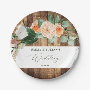 Plato De Papel Boda personalizado del Boho Rustic Barn Botánico