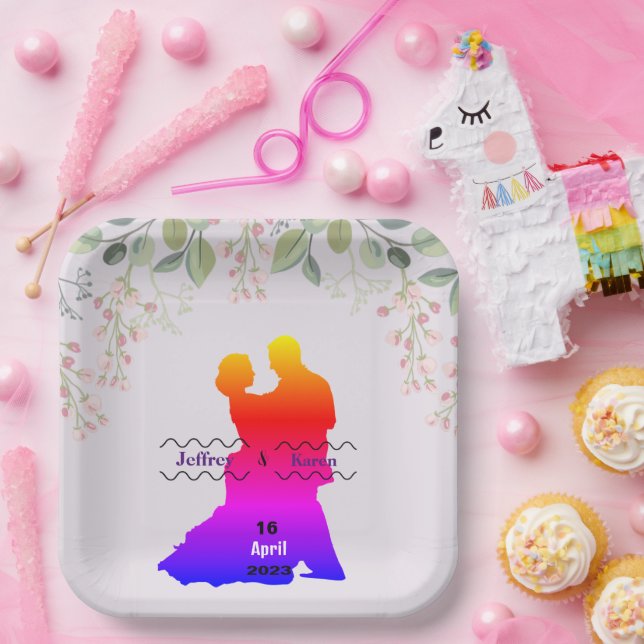 Plato De Papel Boda púrpura (Fiesta)