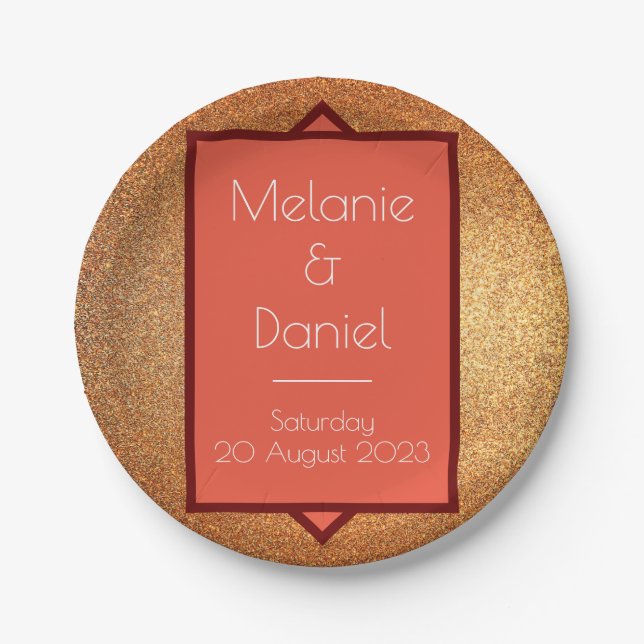 Plato De Papel Boda Purpurina de Gatsby de Art Deco Moderno (Anverso)