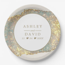 Plato De Papel Boda Purpurina irlandés moderno