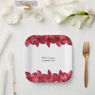 Plato De Papel Boda Red Plumeria Frangipani