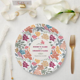 Plato De Papel Boda Retro de Época Media Floral Boho Chic