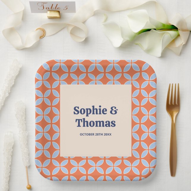 Plato De Papel Boda retro de mediados del siglo (Boda)