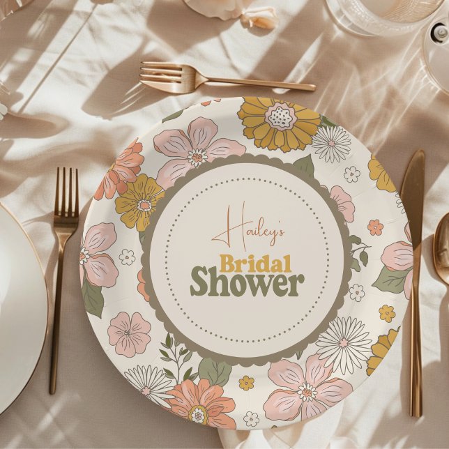 Plato De Papel Boda Retro Groovy con tema de los 70's (Subido por el creador)