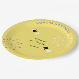 Plato De Papel Boda retro moderno de mediados del siglo