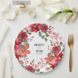 Plato De Papel Boda Rojo Sin Tiempo