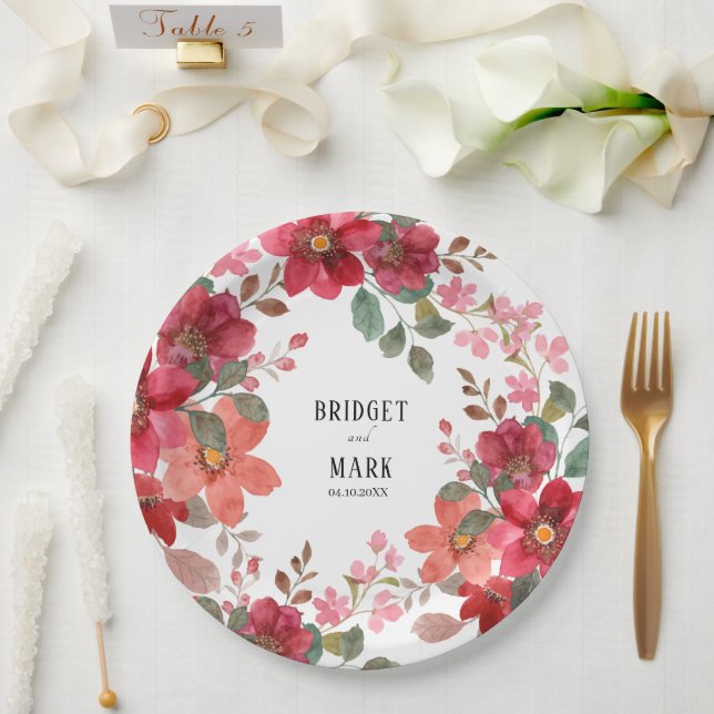 Plato De Papel Boda Rojo Sin Tiempo (Boda)