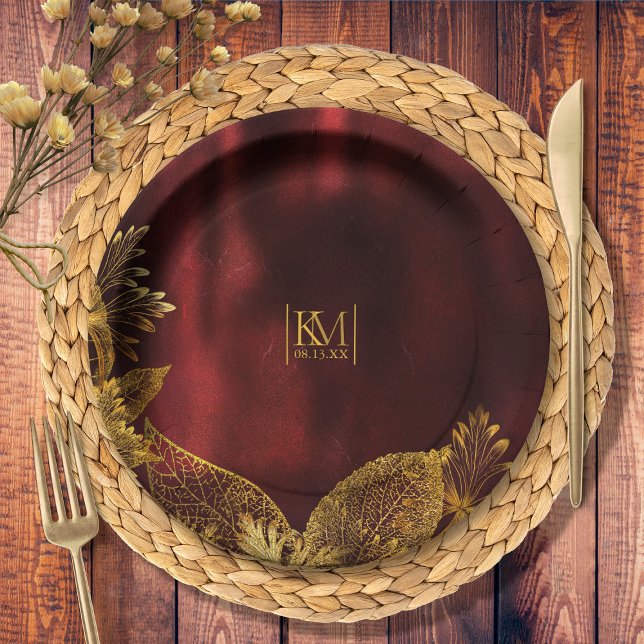 Plato De Papel Boda Romance Luz de Luna Borgoña ID881 (Subido por el creador)