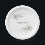 Plato De Papel Boda Romántica Acuarela Rosado Dorado con Follaje<br><div class="desc">Platos de papel de boda con corona de rosado dorado y follaje</div>