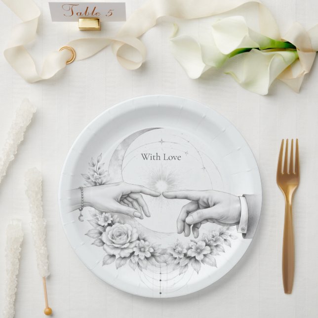 Plato De Papel Boda Romántica Manos Minimalista (Boda)