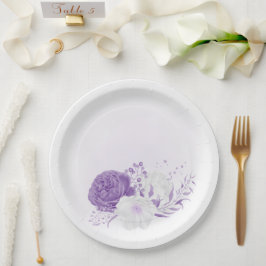 Plato De Papel boda romántico blanco y morado
