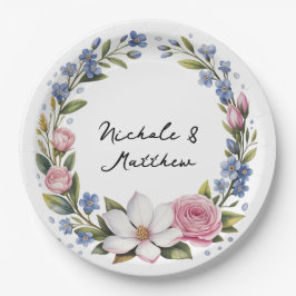 Plato De Papel Boda romántico floral