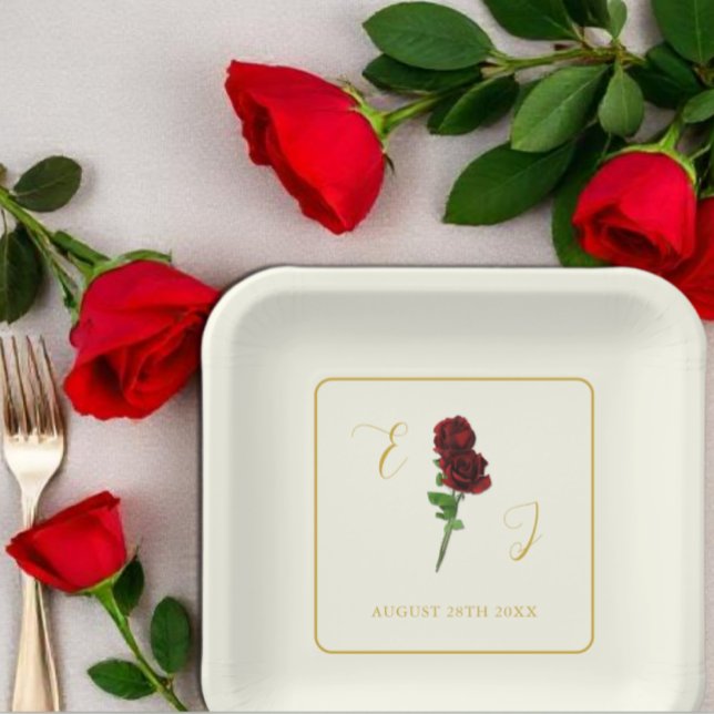 Plato De Papel Boda Rosa de Ivory Gold (Subido por el creador)