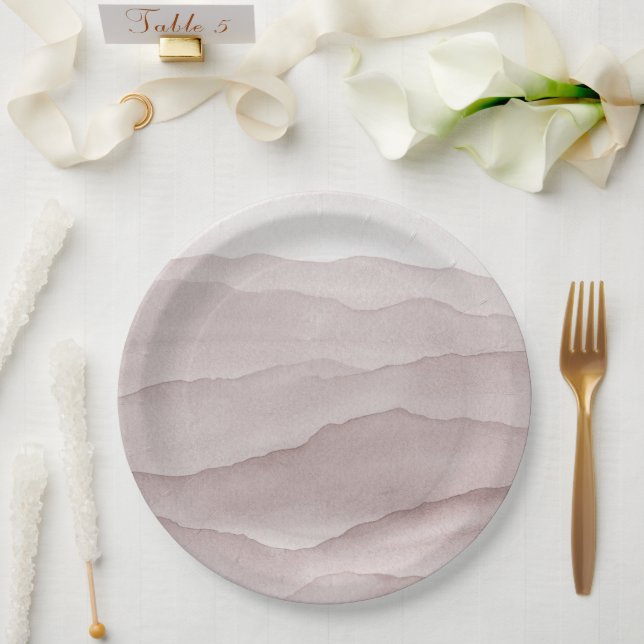 Plato De Papel Boda rosa polvoriento abstracto (Boda)