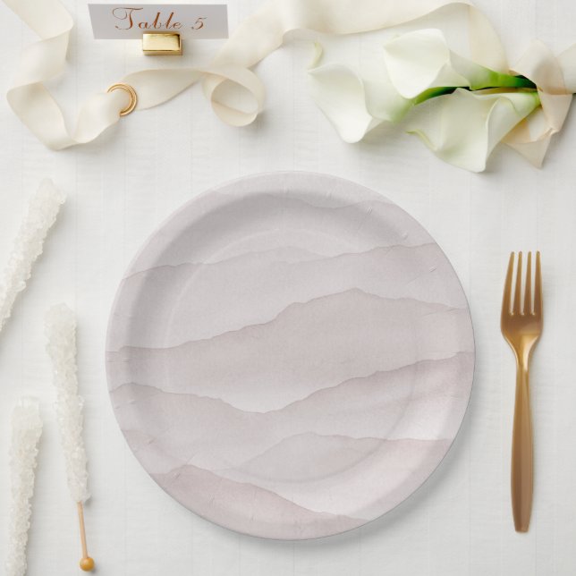 Plato De Papel Boda rosa polvoriento abstracto (Boda)