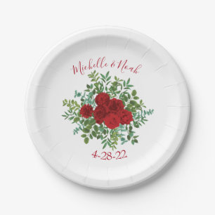 Plato De Papel Boda Rosa Roja