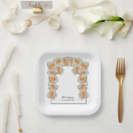 Plato De Papel Boda Rosas naranjas