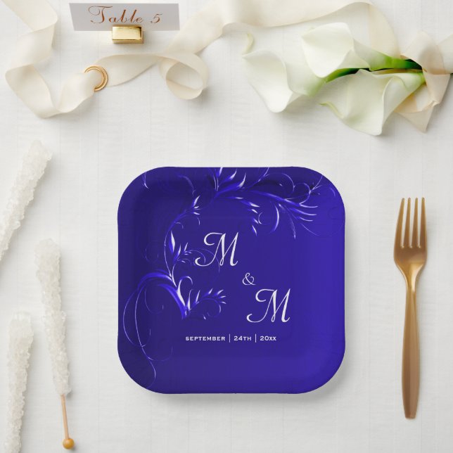 Plato De Papel Boda Royal Blue Elegance (Boda)