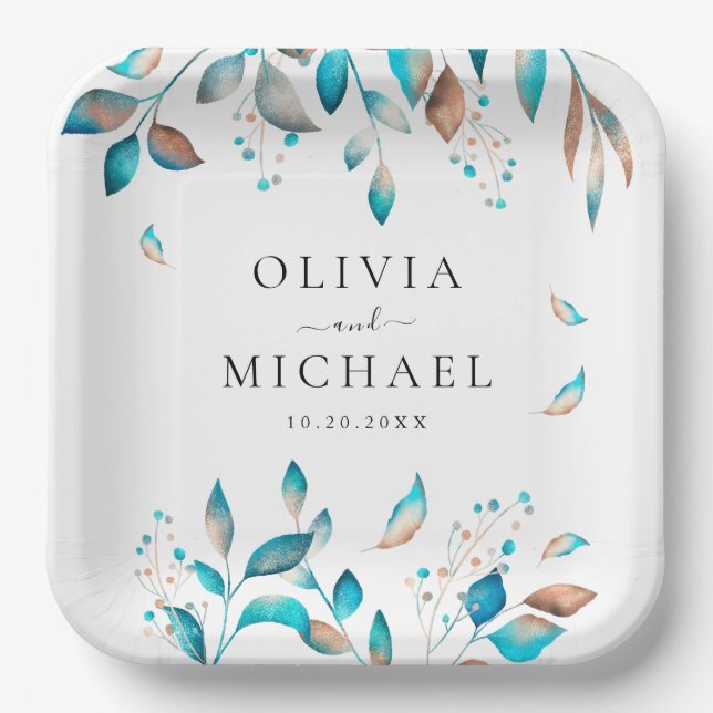 Plato De Papel Boda ruso moderno de la Marina (Anverso)