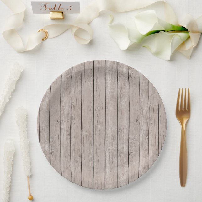 Plato De Papel Boda Rustic Brown Wood (Boda)