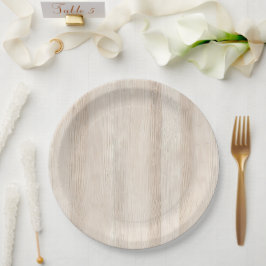 Plato De Papel Boda Rustic Faux Cream White Wood