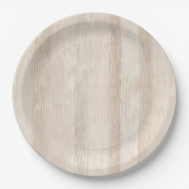 Plato De Papel Boda Rustic Faux Cream White Wood