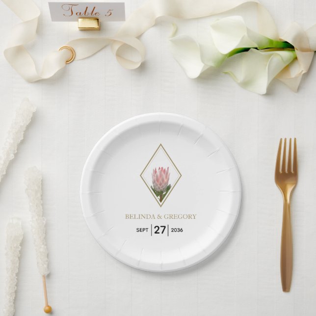 Plato De Papel Boda Rustic King Protea (Boda)
