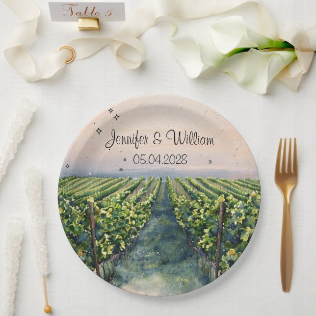 Plato De Papel Boda Rustic Vineyard Destination Italy (Boda)