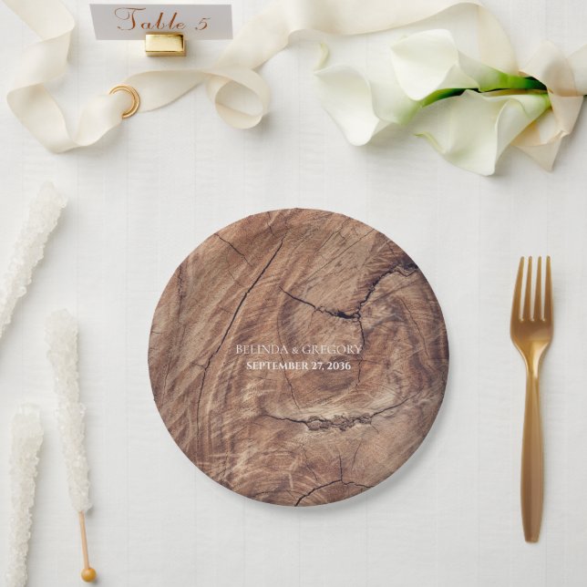 Plato De Papel Boda Rustic Wood (Boda)