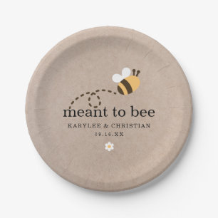 Plato De Papel Boda Rústica Abeja Predestinada