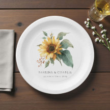 Boda Rústica de Campo con Girasoles en Acuarela