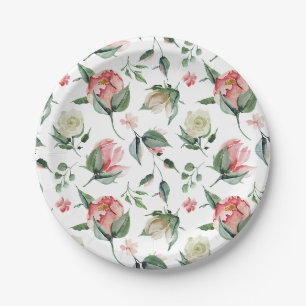 Plato De Papel Boda Rústica Elegante Rosa Beige para Despedida de