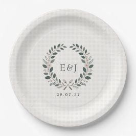 Plato De Papel Boda Rústica Monograma I Do BBQ